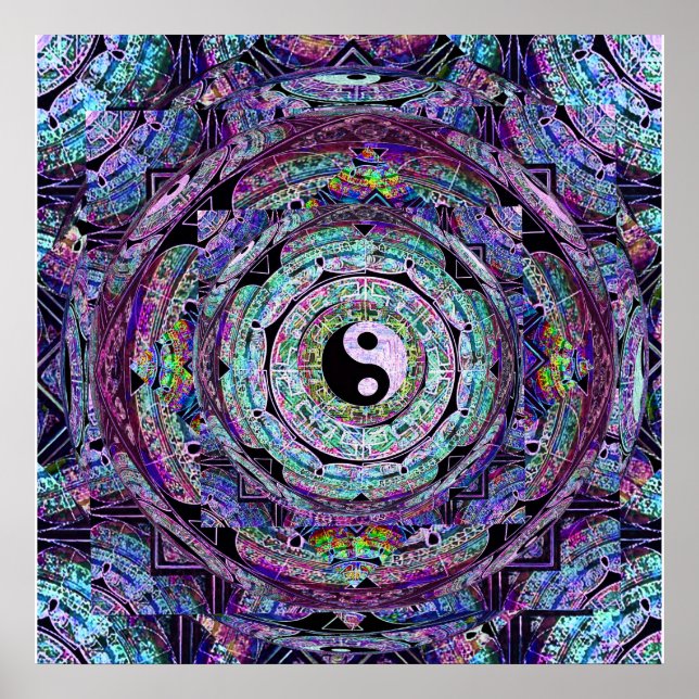 Yin Yang Mandala Lila Poster (Framsidan)