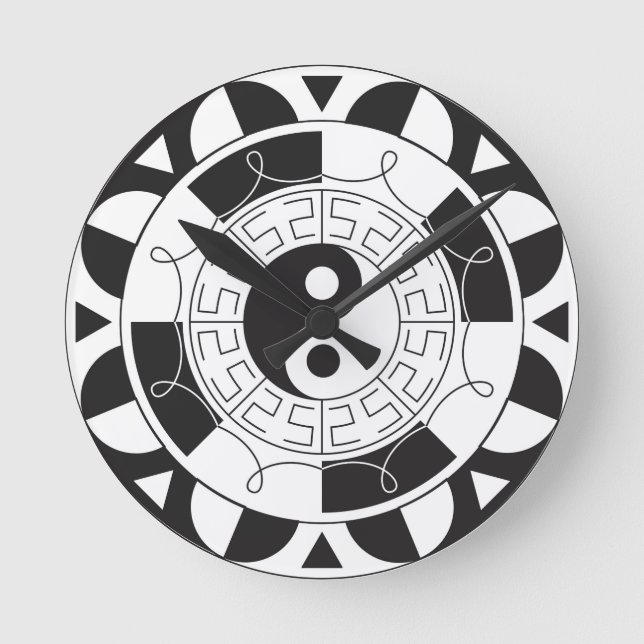 Yin Yang Mandala Rund Klocka (Framsida)