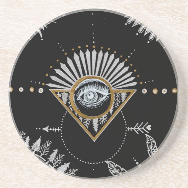 Yin Yang Mandala Underlägg Sandsten (Framsidan)