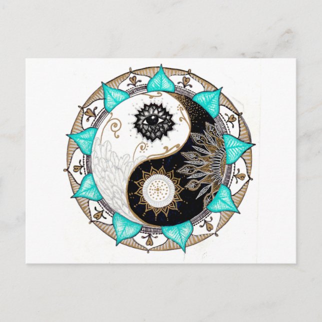 Yin Yang Mandala Vykort (Framsida)