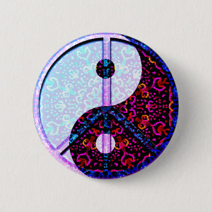 Yin Yang Mandalalilor med fredsymbol Knapp