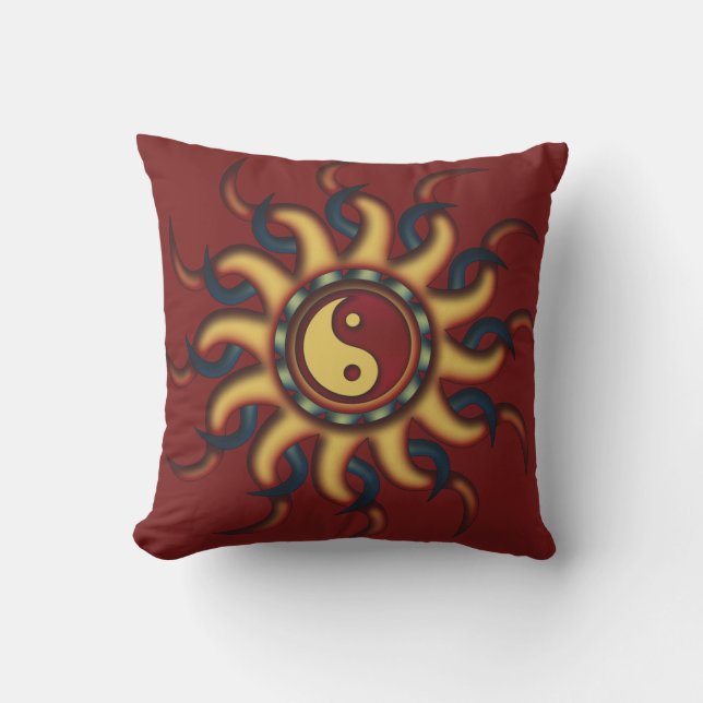 Yin Yang Maroon Design Kudde (Framsida)