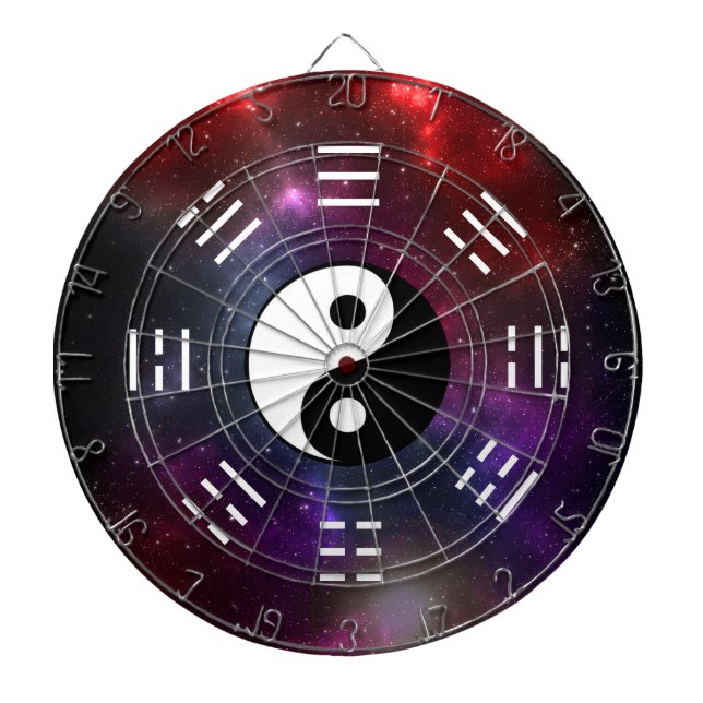 Yin Yang med Bagua Trigram Symbols I-Ching Darttavla (Framsidan)