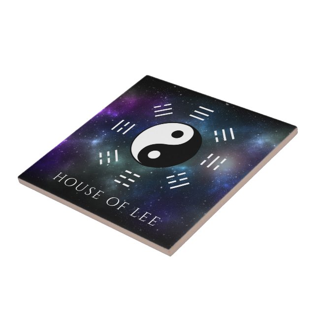 Yin Yang med Bagua Trigram Symbols I-Ching Kakelplatta (Sidan)