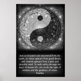 Yin Yang med Buddha-citat Poster