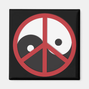 Yin-Yang med den röda fredsteckenet - Magnet