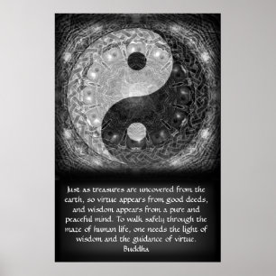 Yin Yang med det Buddha citationstecknet Poster