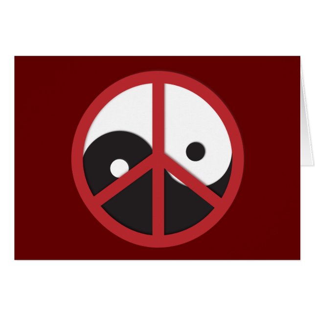 Yin-Yang med Fredstecken - röd Hälsningskort (Framsidan Horizontal)