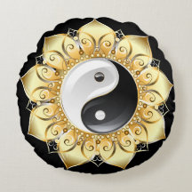 Yin Yang med guld lotus petals