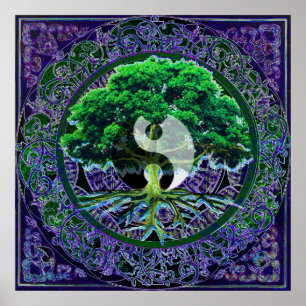 Yin Yang med Livets träd Poster