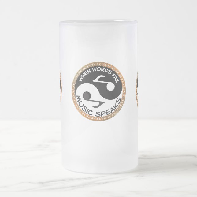 Yin Yang med musik ord Frostat Ölglas (Center)