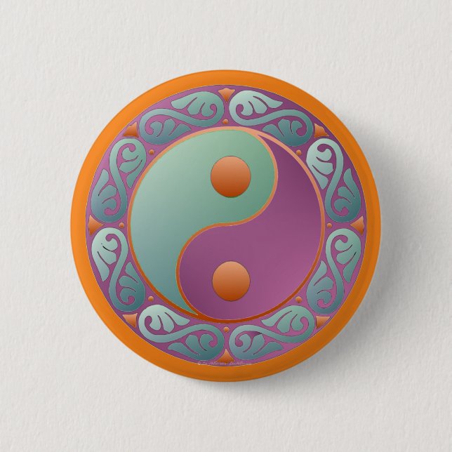 Yin Yang Medaljong Violett Turkos Knapp (Framsida)
