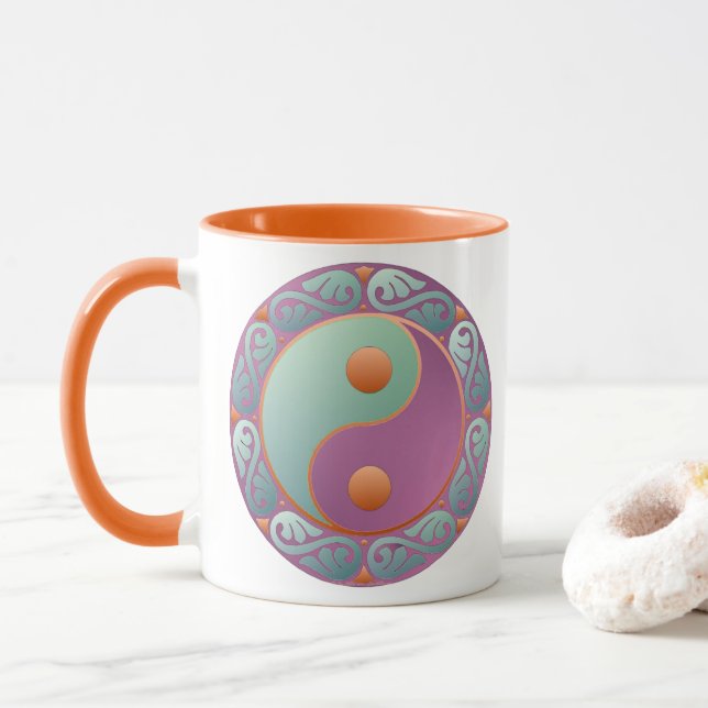 Yin Yang Medaljong Violett Turkos Mugg (Med munk)
