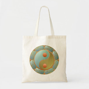 Yin Yang Medallion Guld Turcouise Tygkasse