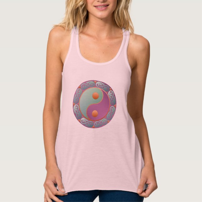 Yin Yang Medallion Violet Turcos Linne Med Racerback (Framsida)