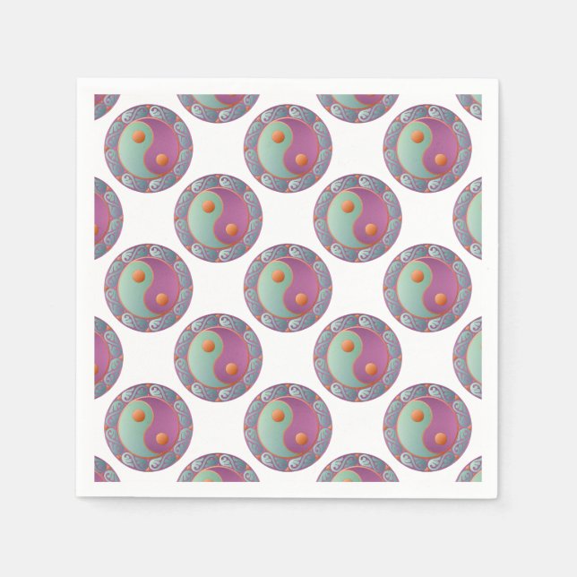 Yin Yang Medallion Violet Turcos Pappersservett (Framsidan)