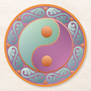 Yin Yang Medallion Violet Turcos Underlägg Papper Rund