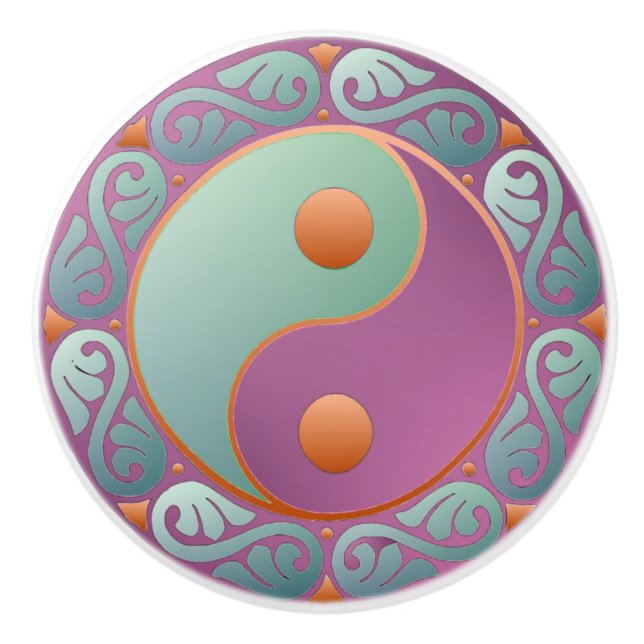 yin yang medallion violet turkos knopp (Framsidan)