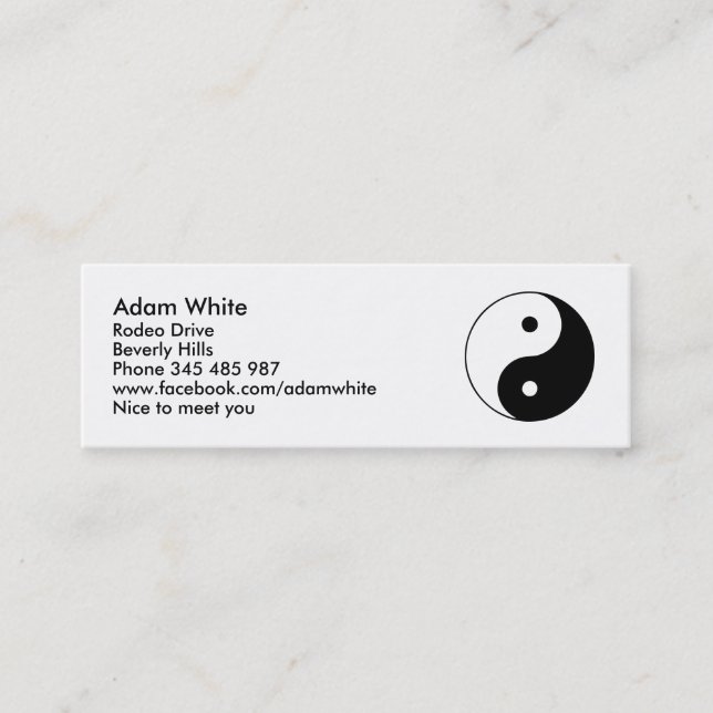 Yin Yang Mini Visitkort (Framsida)
