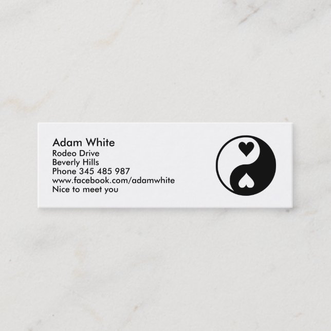 Yin Yang Mini Visitkort (Framsida)
