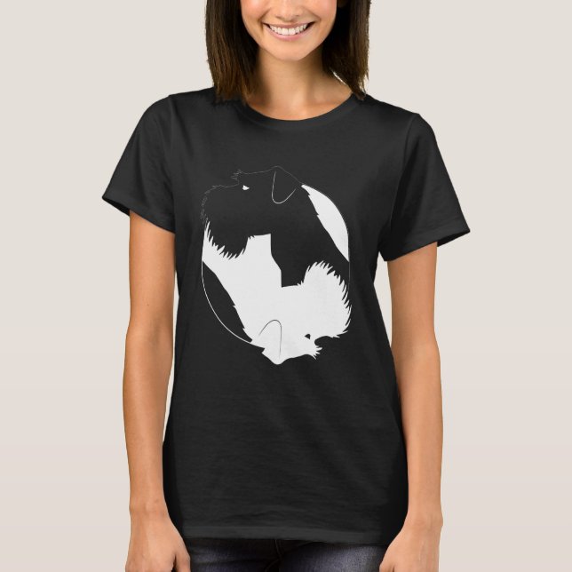 Yin Yang Miniature Schnauzer Rolig hund Symbol Med T Shirt (Framsida)