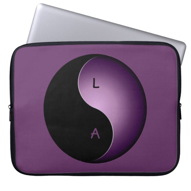yin yang-monogram - lila laptop fodral (Framsidan)