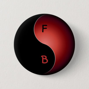 yin yang monogram - röd knapp