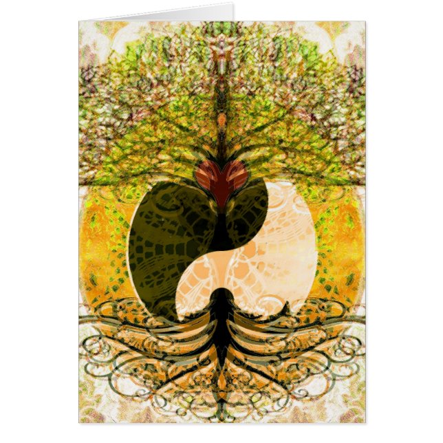 Yin Yang mönster med livets träd OBS Kort (Framsidan)