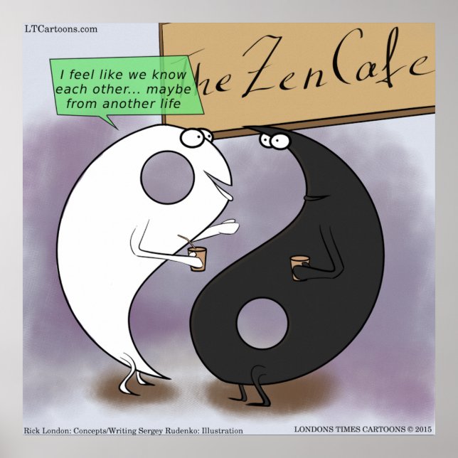Yin & Yang möter rolig Zen-affisch Poster (Framsidan)
