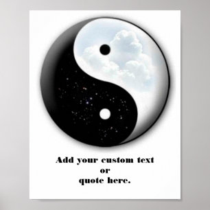 Yin & Yang - motivationssymbolstjärnor och moln Poster