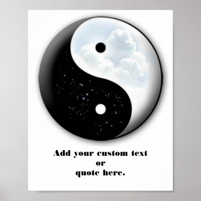 Yin & Yang - motivationssymbolstjärnor och moln Poster (Framsidan)