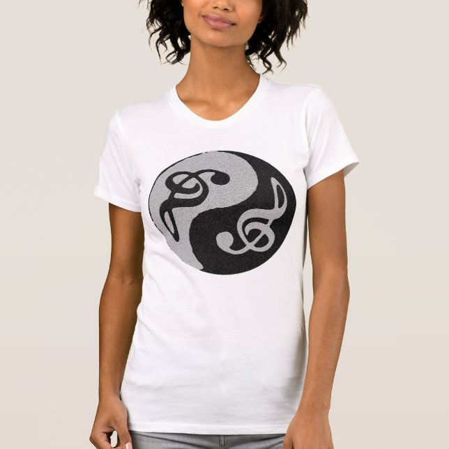 Yin Yang Music clave-anteckning Tee Shirt (Framsida)
