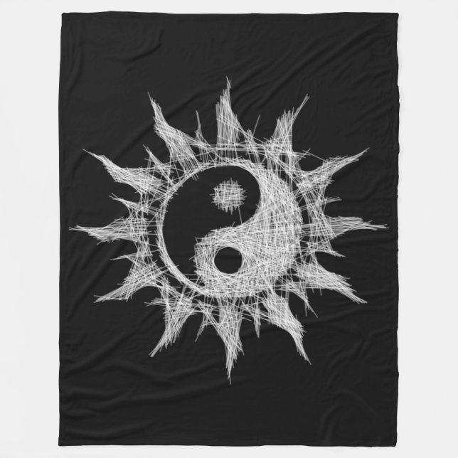 Yin-yang - Mystic sol - Mandala dualiteter. Fleecefilt (Framsidan)