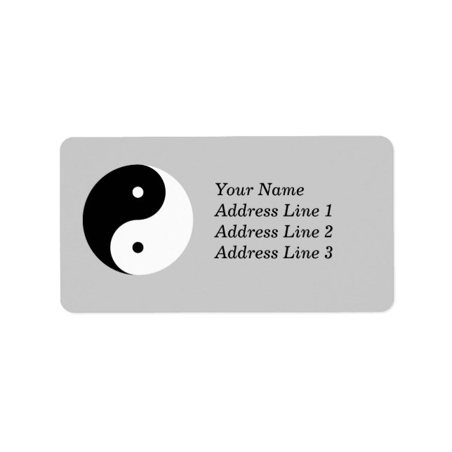 Yin Yang Namn Adress Mailing eller Namn bricka Lab Adressetikett (Framsidan)