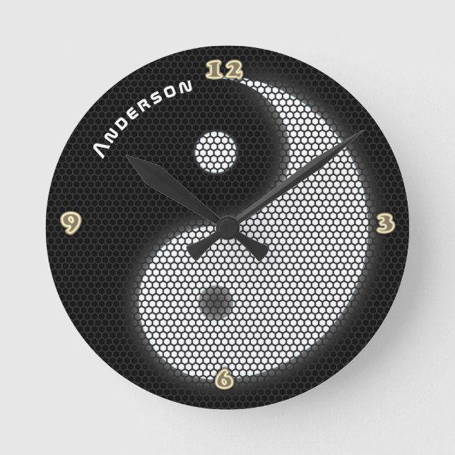 YIN YANG Neon Light Stil Personlig Wall Rund Klocka (Framsida)