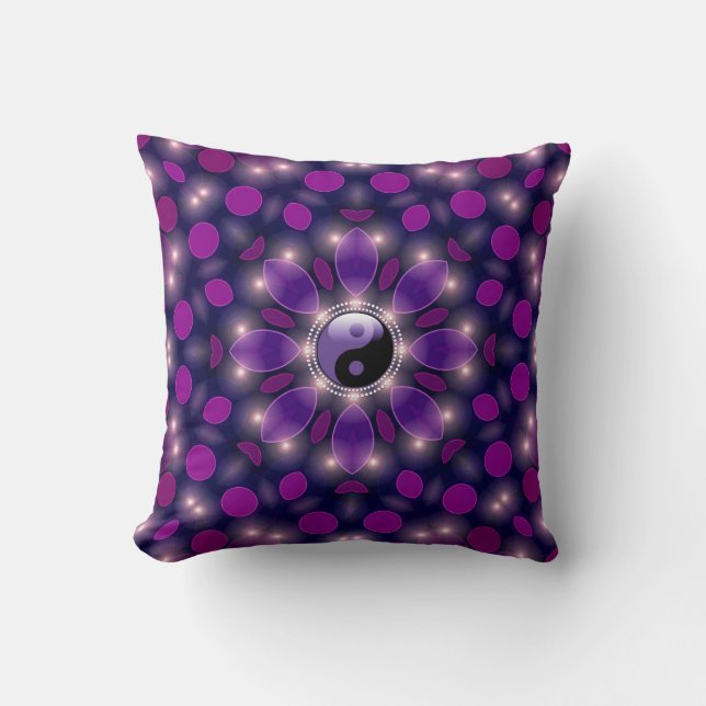 Yin Yang New Age Ambient Energy Lila Cushions Kudde (Framsida)