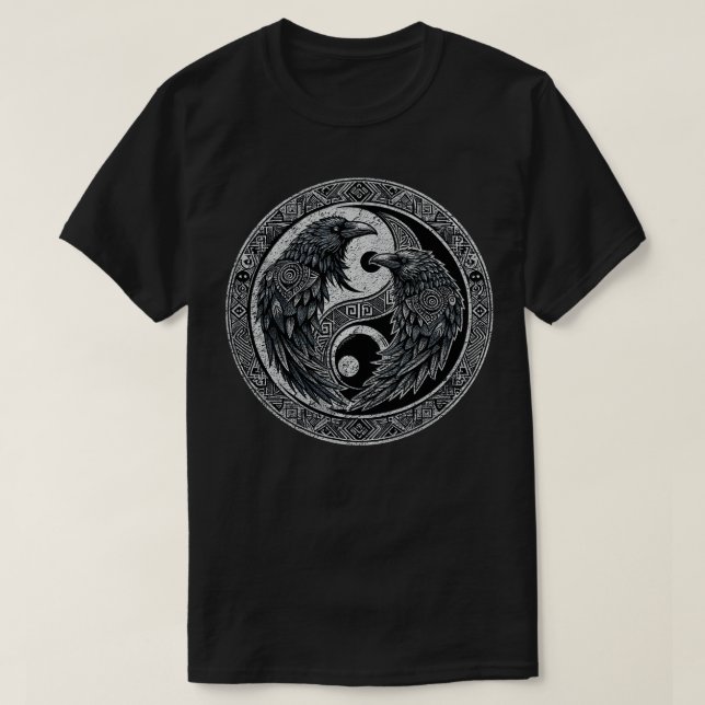 Yin Yang Nordic Raven T Shirt (Design framsida)