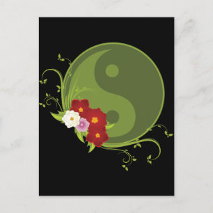 Yin Yang och Flowers Vykort