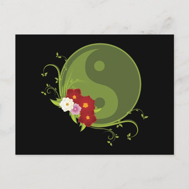 Yin Yang och Flowers Vykort (Framsida)