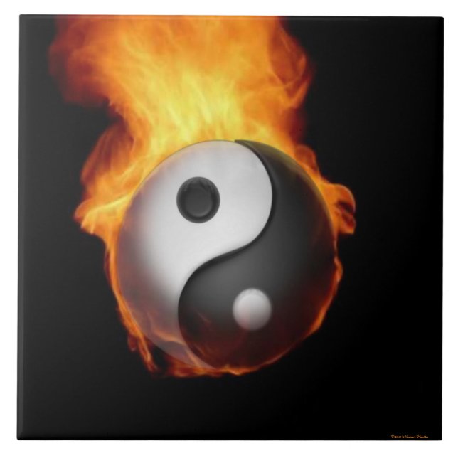 Yin Yang on Fire Tile Kakelplatta (Framsidan)
