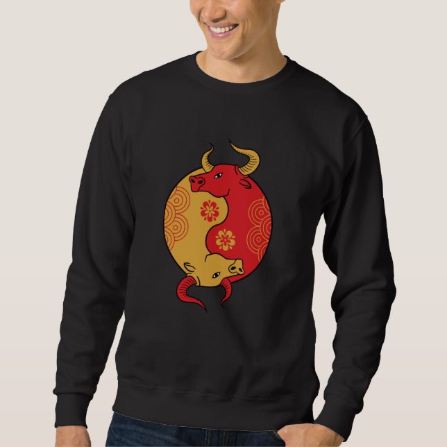 Yin Yang Ox Lång Ärmad Tröja (Framsida)