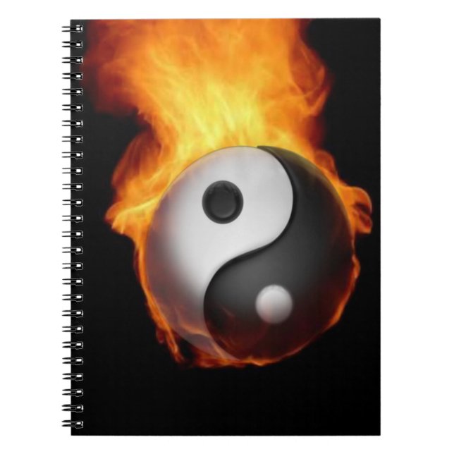 Yin Yang på den bärbara brandboken Anteckningsbok Med Spiral (Framsidan)