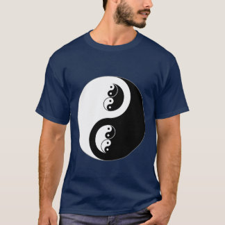 Yin Yang på mörk - blått T-shirt