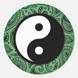 Yin Yang Paisley Sticker Runt Klistermärke