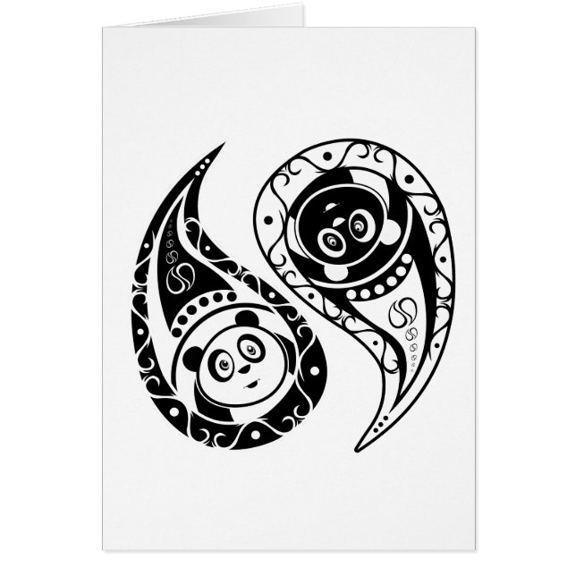 Yin-Yang Panda Hälsningskort (Framsidan)