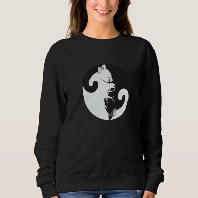 Yin Yang Peace Zen Cat Kitten Älskare sammankoppla T Shirt (Framsida)