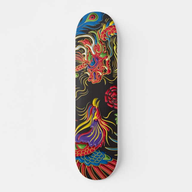 Yin Yang Phoenix och Dragon Skateboard Deck (Framsida)