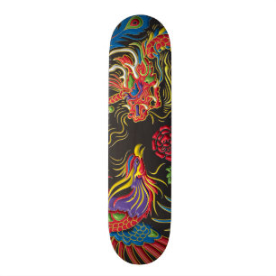 Yin Yang Phoenix och Dragon Skateboard Deck