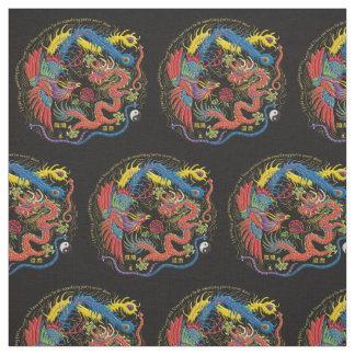 Yin Yang Phoenix och draketyg Tyg