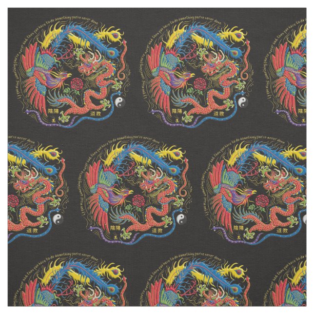 Yin Yang Phoenix och draketyg Tyg (Provkarta)